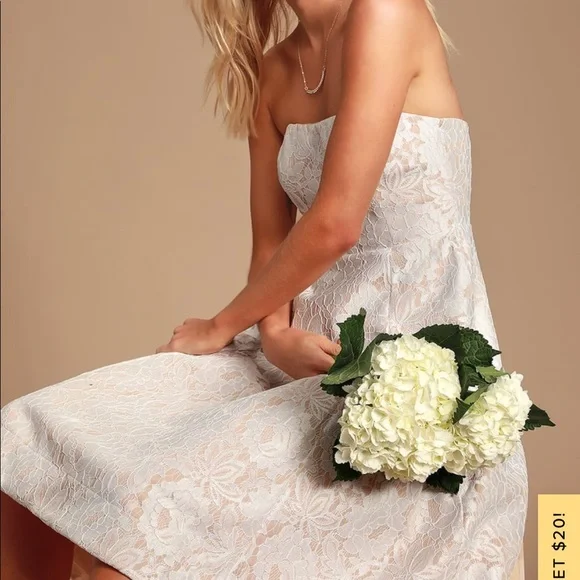 Lulus Give It A Twirl White Lace Strapless Dress - Picture 4 of 8